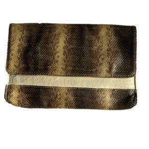 Lauren Merkin Snakeskin Clutch Tan